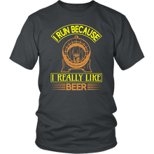 Load image into Gallery viewer, I Run Because I Really Like Beer T-Shirt