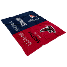 Load image into Gallery viewer, Pats and falcons blanket friends divided