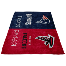 Load image into Gallery viewer, Pats and falcons blanket friends divided